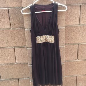 Ruby rox brown and gold sequin dress